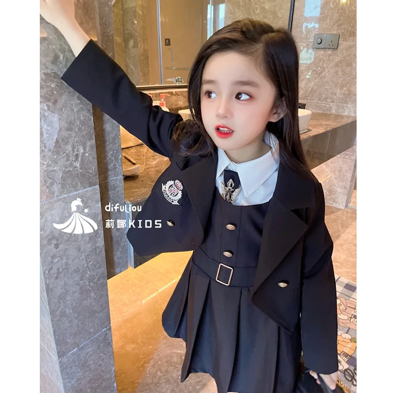 

Childrens JK Uniform Set Spring Autumn Middle School Girls Blazer+Shirt+Skirt Suit Coat Shirt Girls Outfits Clothes