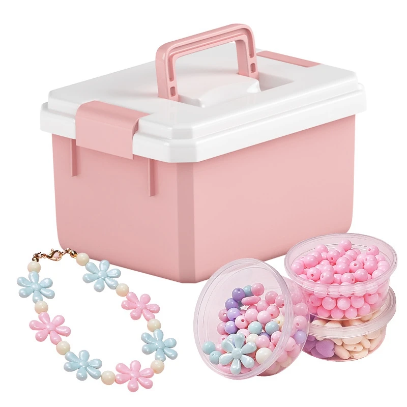 

Kids Beads Toy Set DIY Beads Craft Kit for Jewellery Making Bracelet Necklace Hairband with Storage Box Set for Children
