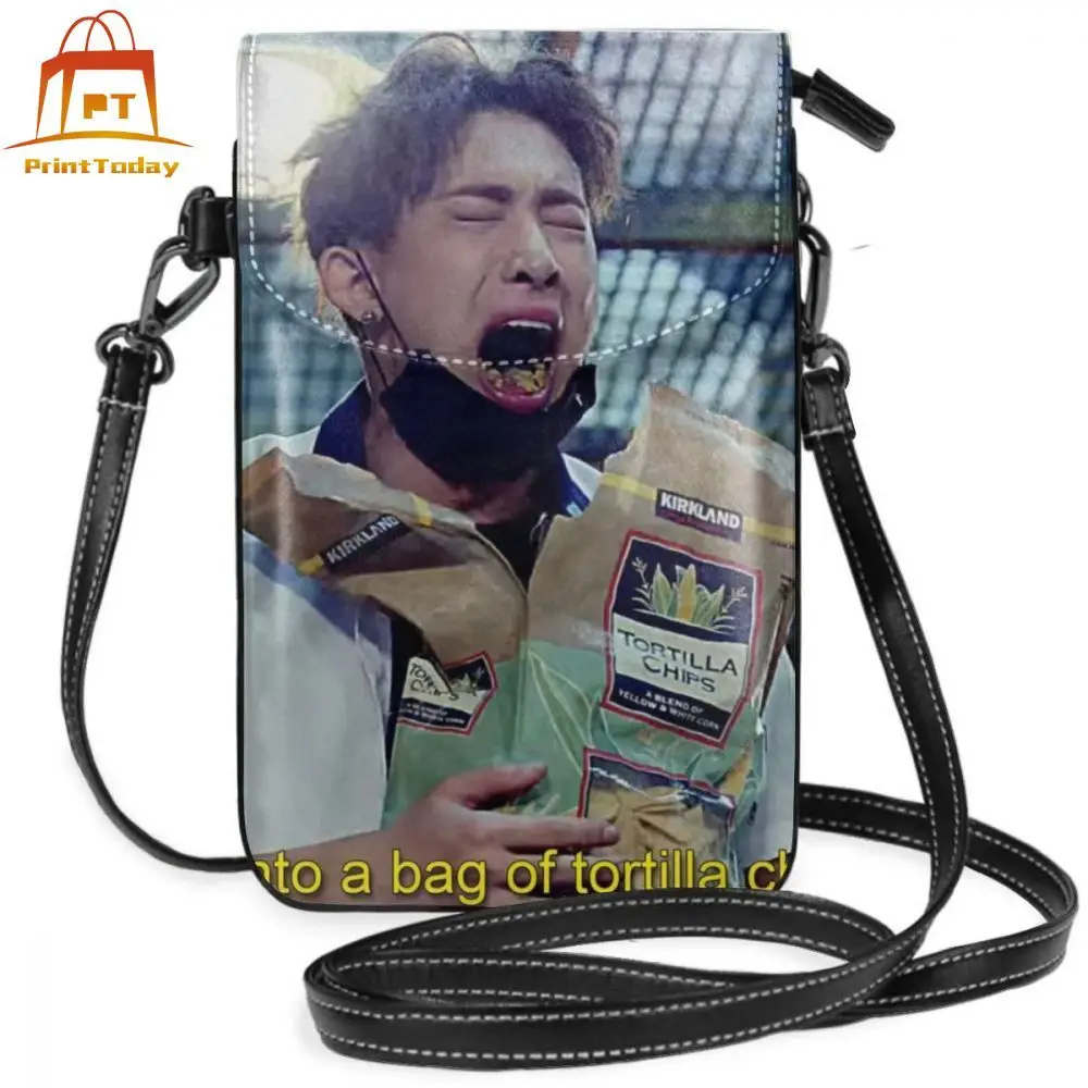 

Kpop Idol Shoulder Bag Wonho Emotionally Eating Tortilla Chips Leather Bag Small Shopping Women Bags Print Crossbody Purse