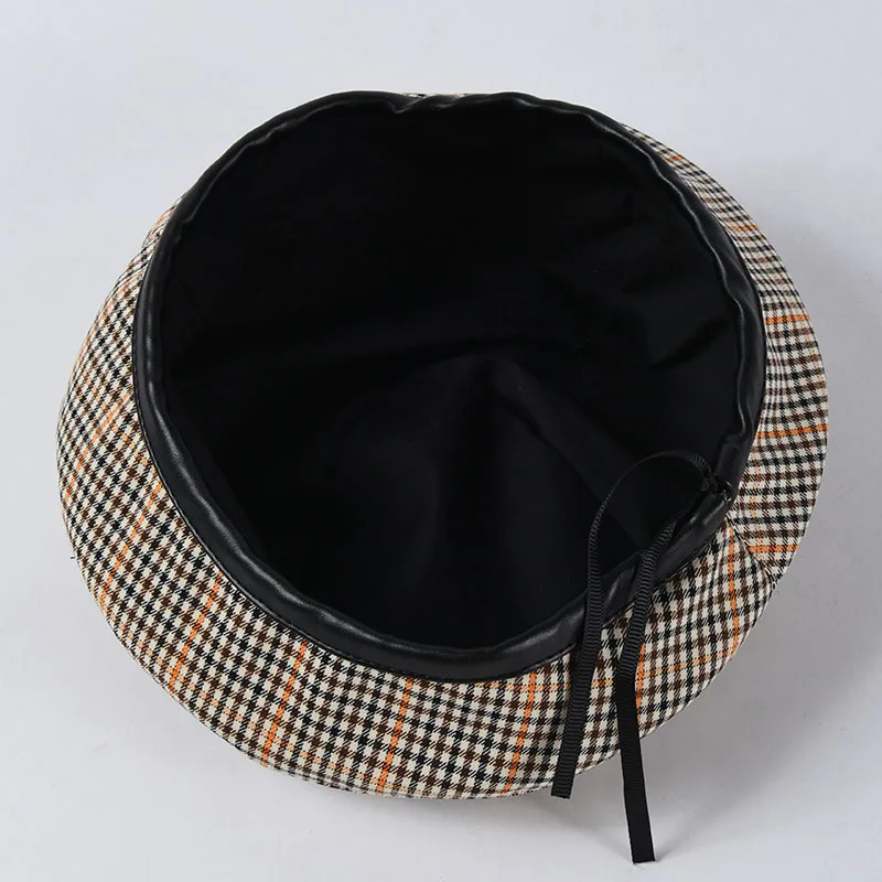 Берет USPOP женский берет в клетку из ПУ кожи хлопковый шапки женские весенние