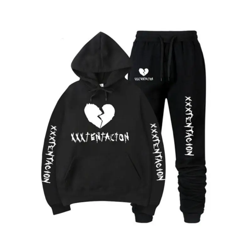

Print Autumn/Winter XXXTentacion Revenge Kill Hip Hop Hoodies Sweatshirts And Sweatpants Men Two Piece Set Hooded Suit Velvet