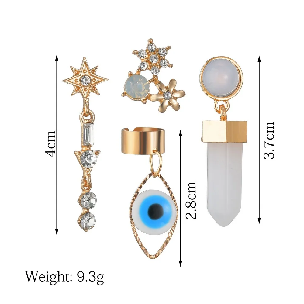 

Fashion and popular Devil's Eye Flowers Wild Women's Prom Jewelry 4-piece Set Earrings Valentine's Day Gift Wholesale