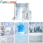 Фотофон Funnytree для студийной фотосъемки с изображением зимней снежной страны чудес пейзажа новогодней елки декоративный фон