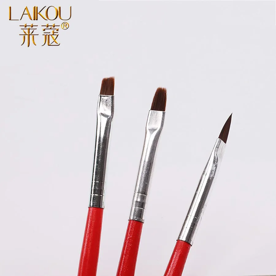 

LAIKOU 3Pcs Nail Art Gel Brush Manicure Brushes Set Acrylic Brush For Drawing Ombre Brush Liner Painting Pen Nail Art Tool