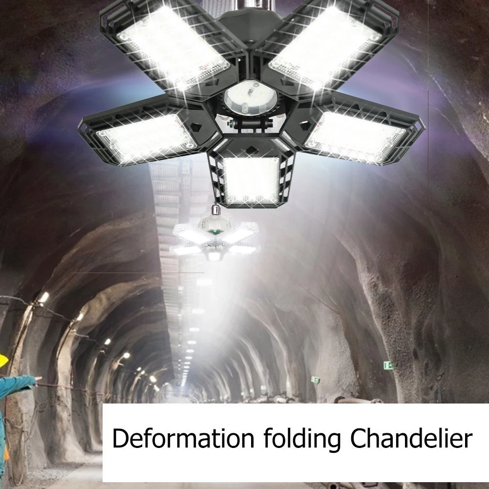 

Ceiling Lighting Bulb Deformable Five-Blade 208LED Folding Flower Lights E27 Lamp Head Garage Lamps for Home Workshop