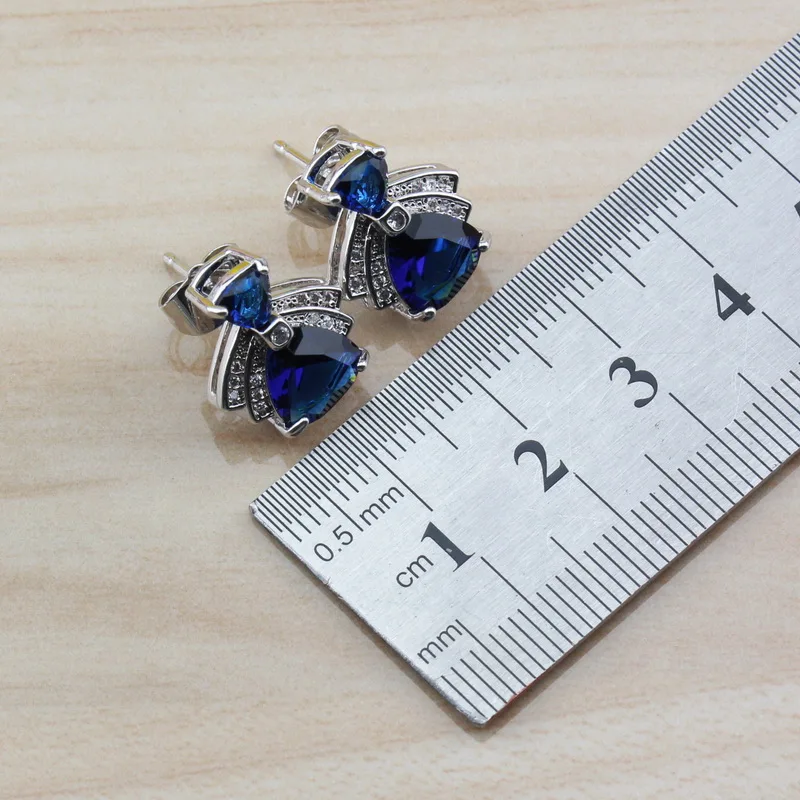 Набор украшений из 4 предметов серебристого цвета с натуральным камнем 6 цветов