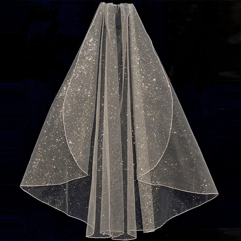

TOPQUEEN V100 Champagne Color Wedding Veil Bridal Veils Fingertip Veil Pencil Edge Single Tier with Comb Color Veil of the Bride