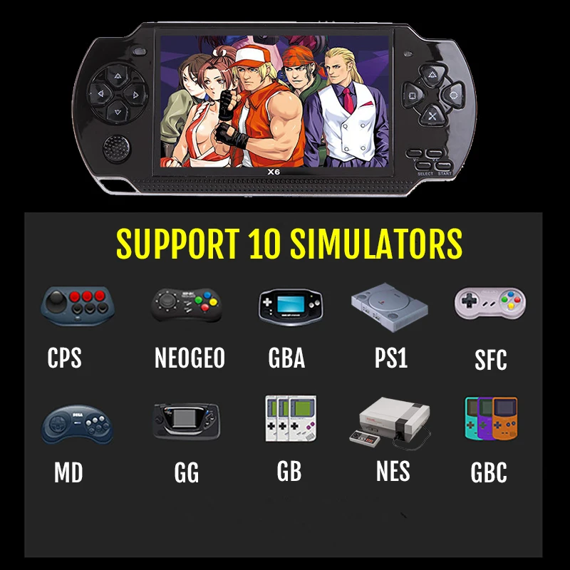 Портативная игровая консоль 4 3 дюйма 8 ГБ 10000 ретро игр MP4