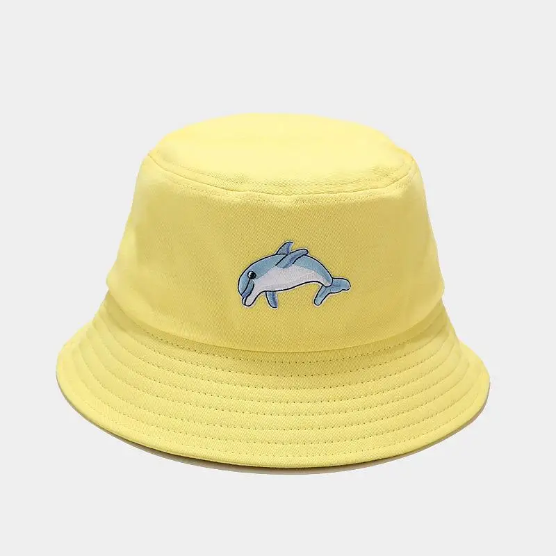 

Хлопковая Панама с мультяшным рисунком дельфинов, шляпа рыбака, уличная дорожная шляпа, солнцезащитные кепки, шляпы для мужчин и женщин 124