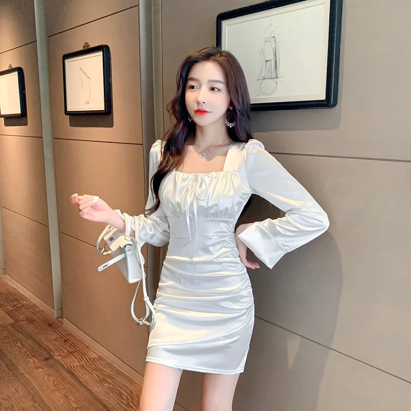 

Real Shot Satin Skinny Sheath Dress Hepburn Style Small