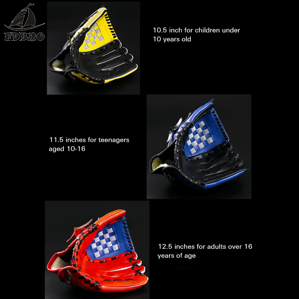 FDBRO 1pcs Baseball Equipment Baseball Glove PU Thickened Baseball Glove Children Youth Closed Softball Basked Softball Gloves
