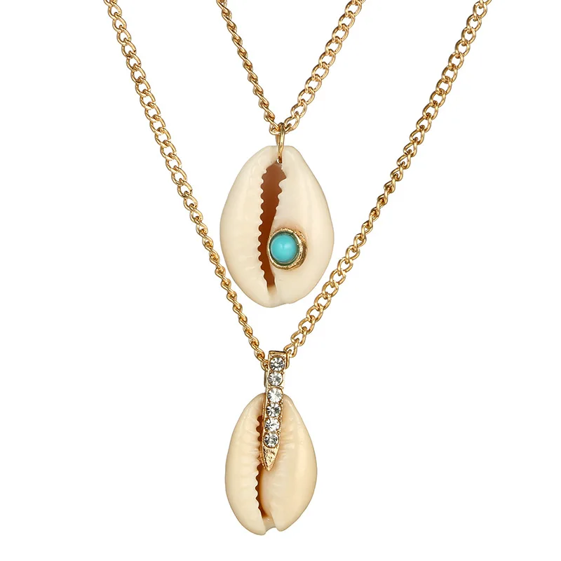 

Fashion Shell Disc Pendant Two Layers Women's Alloy Necklace