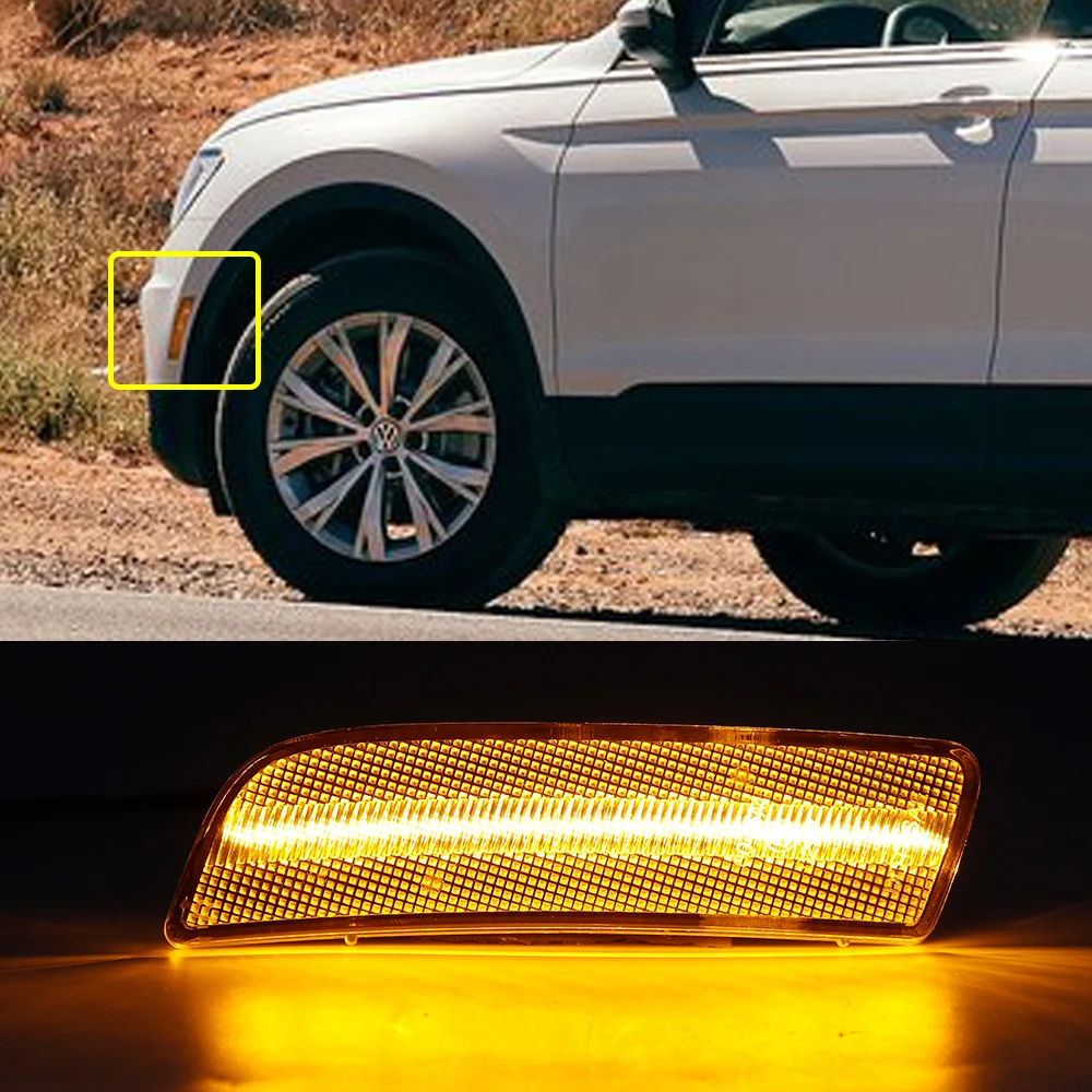 

2PSC Clear Amber LED Front Bumper Side Marker Corner Lights For VW Tiguan 2008 2009 2010 2011 2012 2013 2014 2015 2016 2017