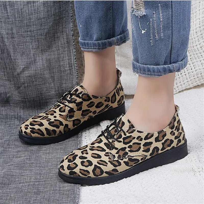 LESMROP/леопардовая Повседневная Женская весенняя обувь на толстой подошве с