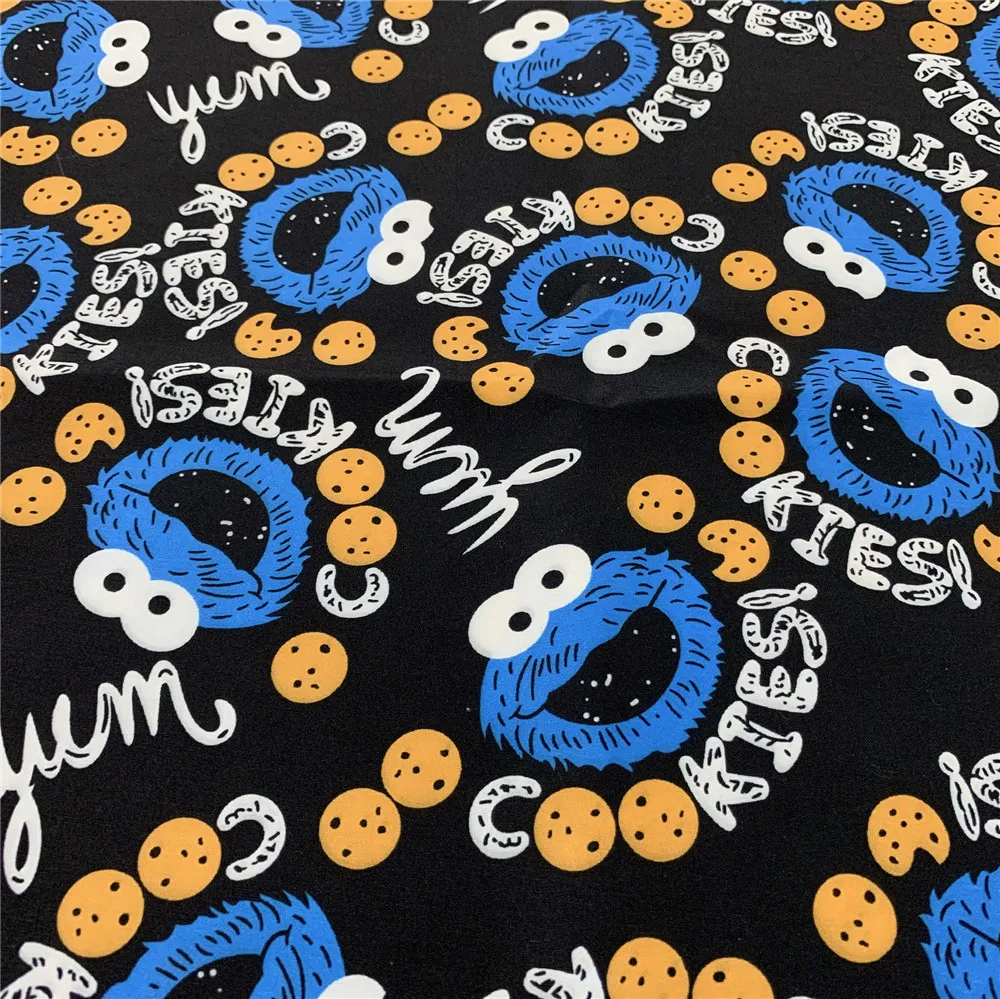 50x145cm Black Cookie Monster Polyester Cotton Fabric for baby shirt Hometextile Mask Slipcover Cushion DIY Material | Дом и сад