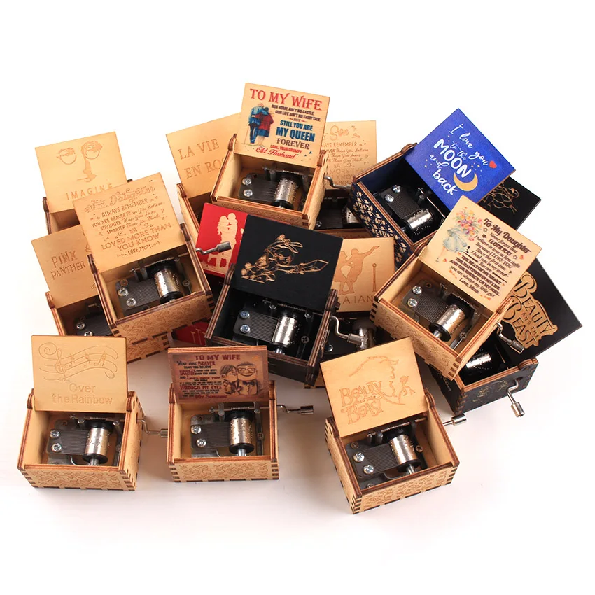 Оптовая продажа антикварная деревянная музыкальная шкатулка из новой резной