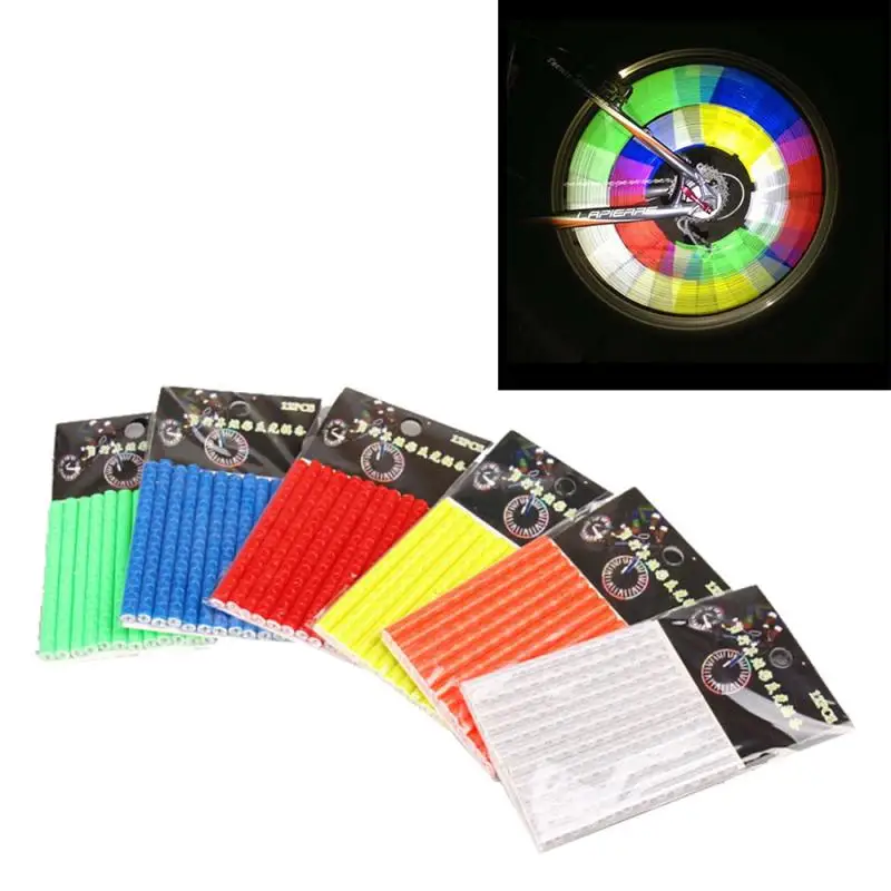 

12pcs/lot Bicycle Lights Wheel Rim Spoke Clip Tube Safety Warning Light Cycling Bike Strip Reflective Reflector Bike Accessories
