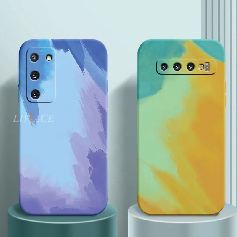 painting silicone phone case for samsung galaxy s21 s20 pro ultra fe fan edition s10 plus note 10 pro plus galaxi coque cover free global shipping