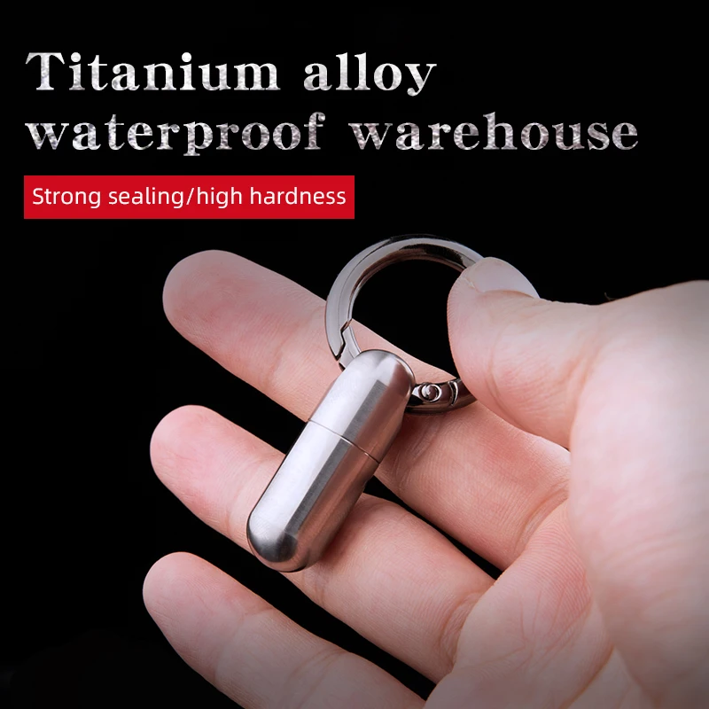 

Titanium Alloy Waterproof Warehouse Portable Keychain Pill Box EDC Mini Pill Storage Bottle Capsule Medicine Jar