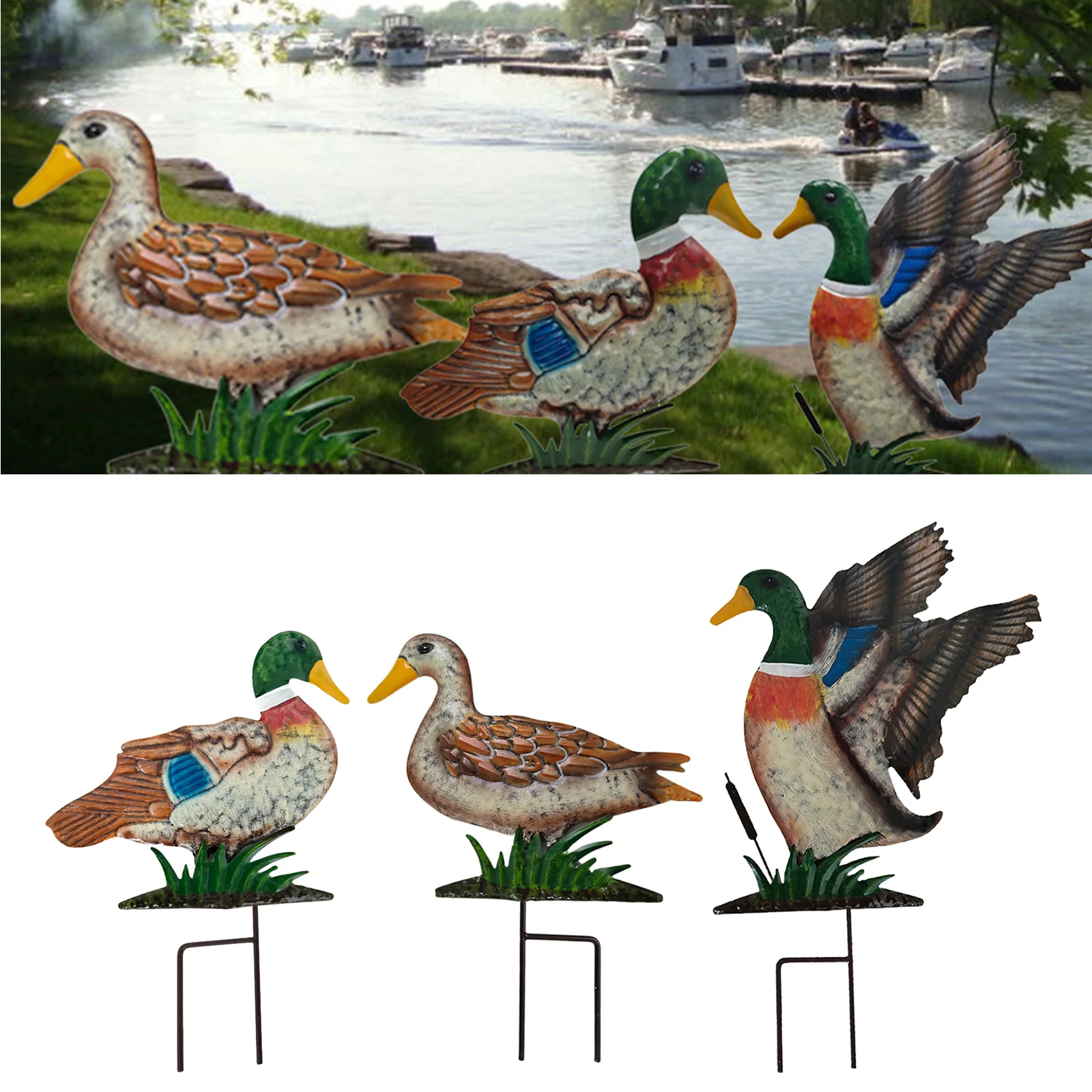 

Animal Duck Metal Garden Stake Yard Decor Outside Decorations Ornament