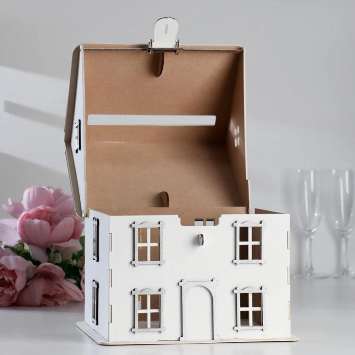 Family Bank House No 2 245x24x28 cm white-silver Money box Savings for coins Home decor piggy banknotes decorations Garden supplies goods Decoration