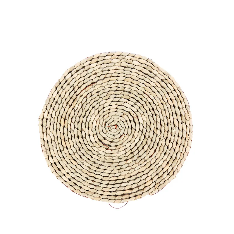 

Japanese Handmade Cattail Woven Heat-resistant Mat Round Anti Scalding Tableware Mat Coaster Kitchen Accessories Placemat