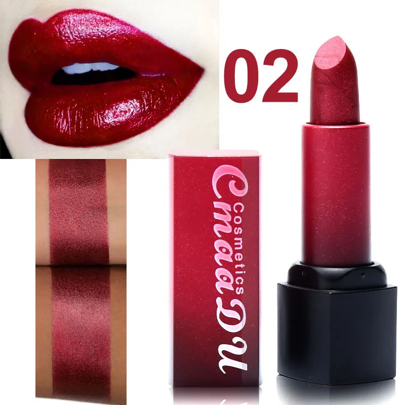 Помада CmaaDu металлического цвета долговечный макияж водостойкий блеск для губ
