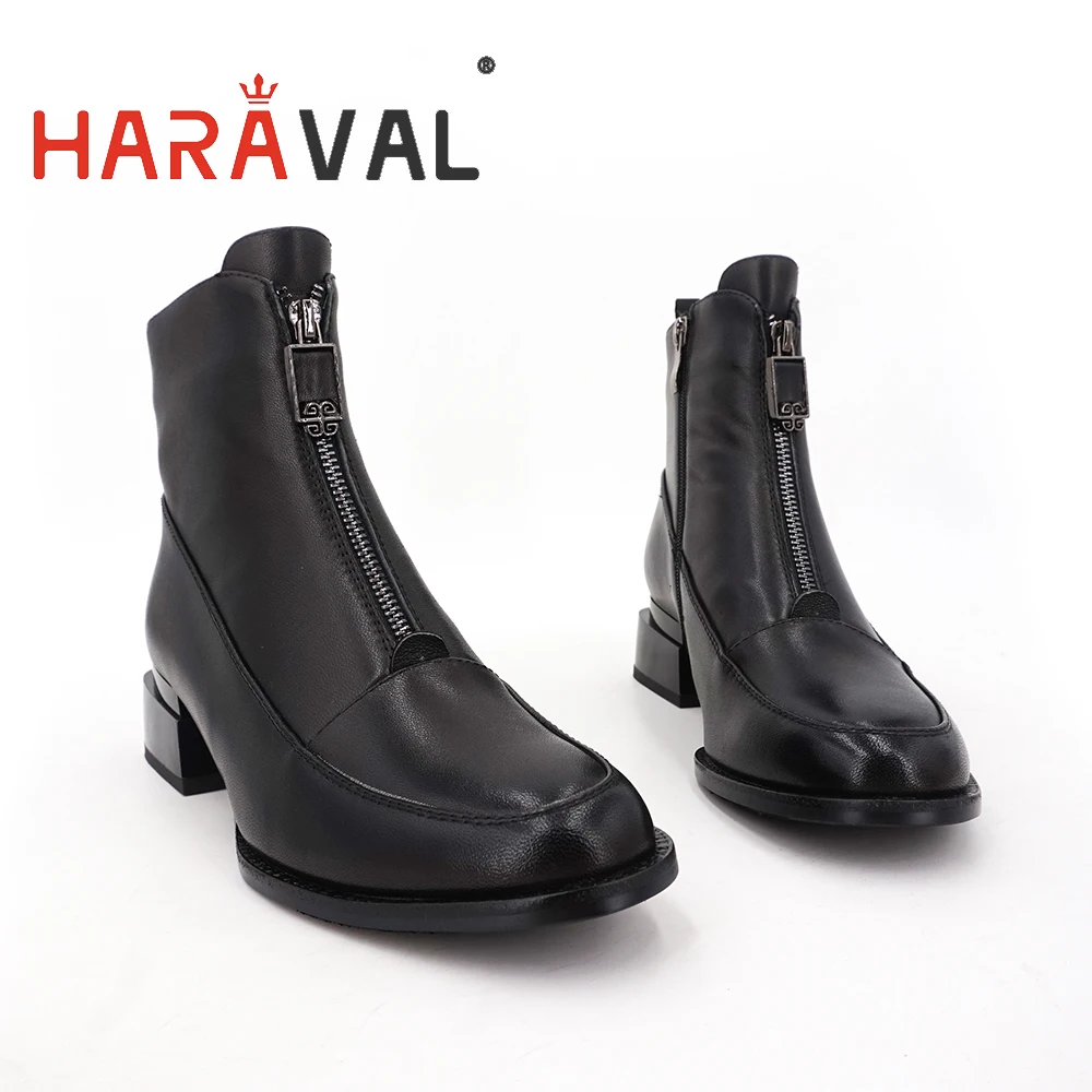 Женские ботильоны из натуральной кожи HARAVAL модные ковбойские ботинки на низком