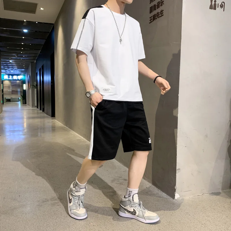 

New Summer Casual Beach Shorts+POLO Shirt Sets Brand Men T Shirt Funny Harajuku Tops Tshirt Streetwear Sportwear Mens T-shirt