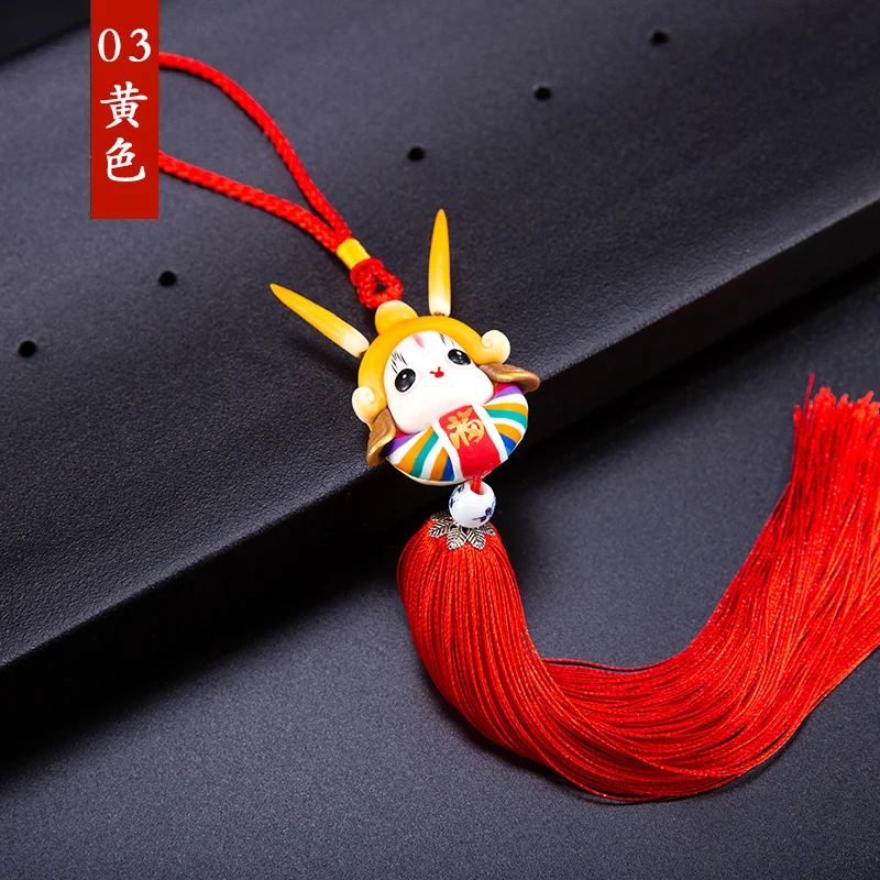 

Clay Sculpture Painted Car Pendant Chinese Knot Ornament for Boyfriend Gift