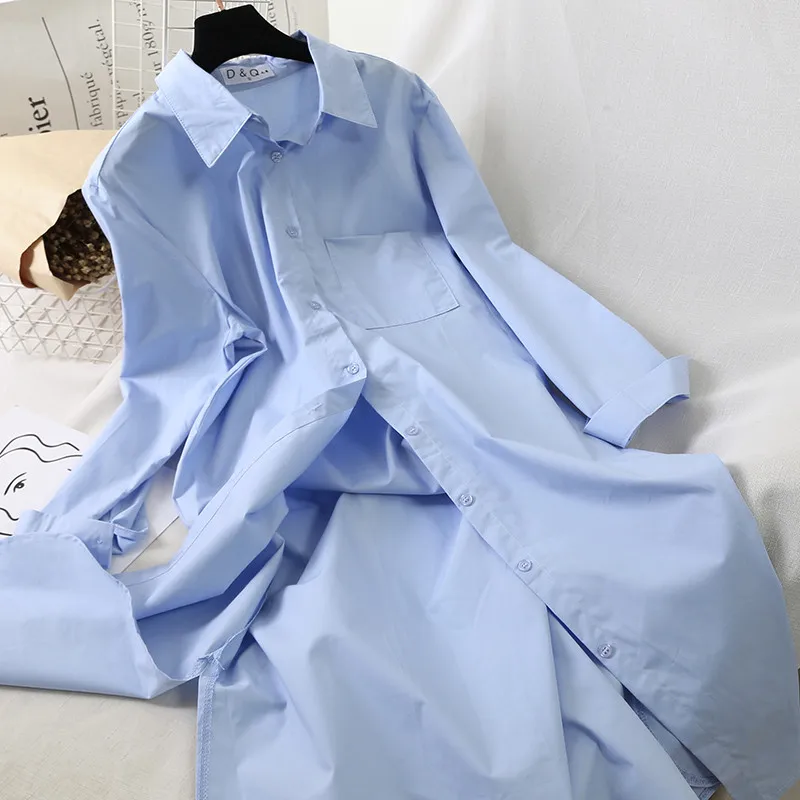 

New Spring Autumn Women White Shirt Solid Long Blouse Female All Match Long Sleeve Shirts Casual Loose Office Blusa Tops AB1763