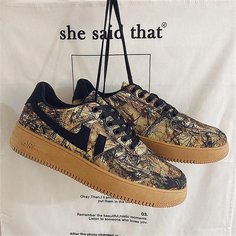 

Men's Shoes Spring And Autumn New Casual Fashion Trend Board Shoes Increased Thick-Soled White Shoes Camouflage Skateboard Shoes