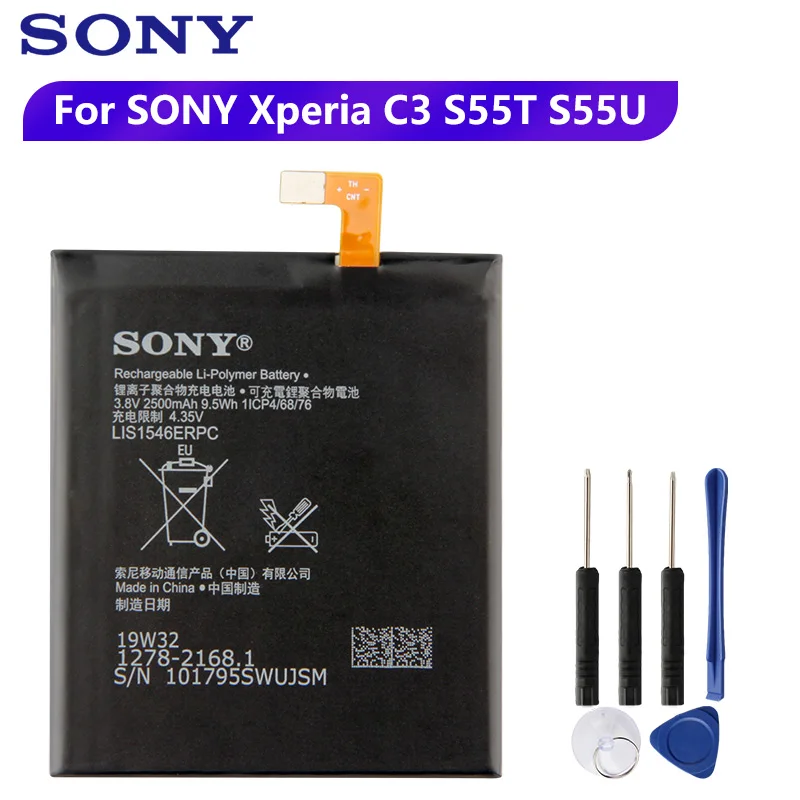 

Original Replacement Sony Battery LIS1546ERPC For SONY Xperia C3 S55U S55T Authentic Phone Battery 2500mAh