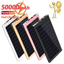 50000mAh Large Capacity Solar Power Bank Digital Display Thin Portable Fast Charger External Battery for IPhone Xiaomi Mi Huawei