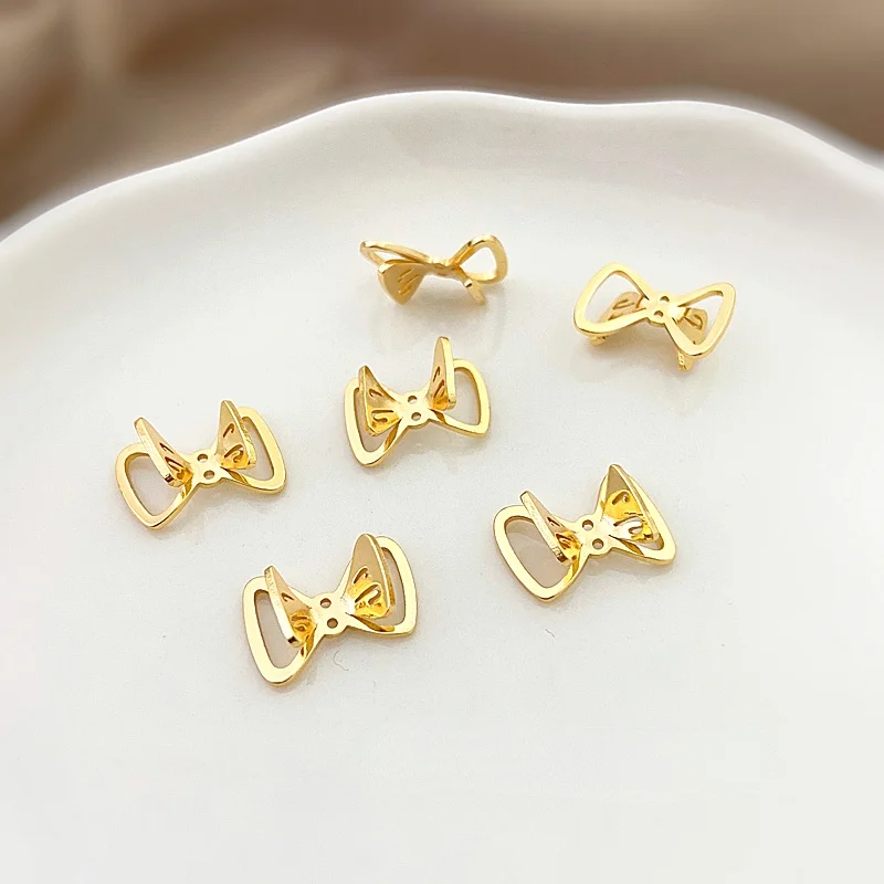 

Трехмерный лук с двумя отверстиями и медным покрытием из 18-каратного золота «сделай сам», аксессуары ручной работы, ювелирные материалы