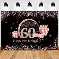 rose gold 60th backdrop happy birthday party women glitter men sixty 60 years photography background adult photographic banner