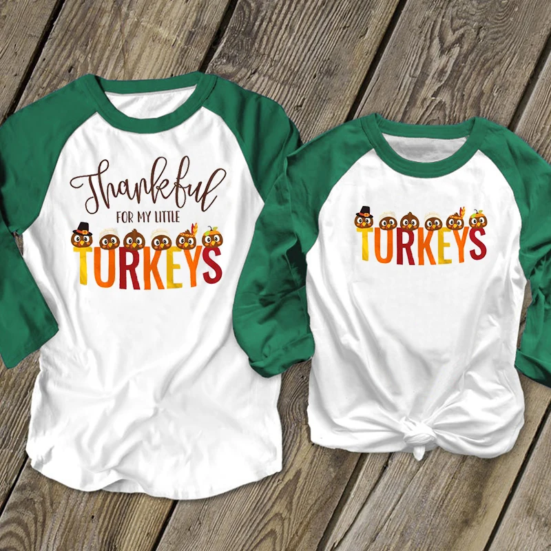 Рубашка на День Благодарения одежда для мамы и дочки топы малышей девочек