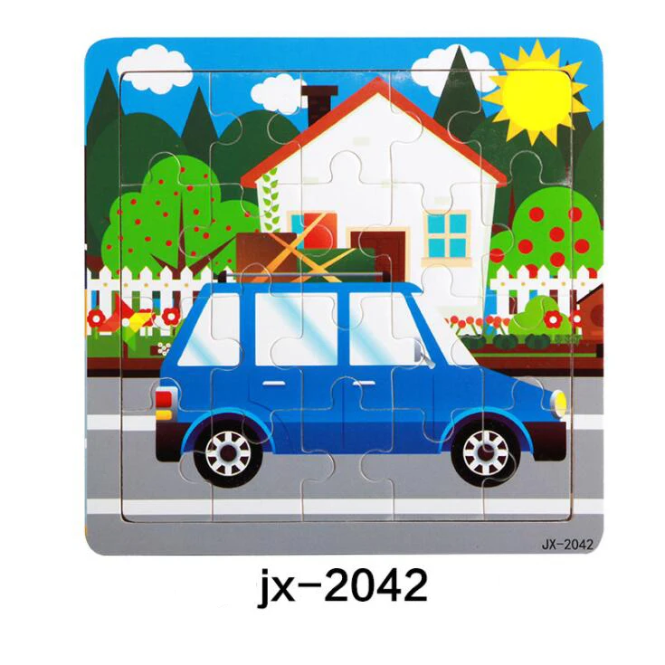 jx-2042 Детские игрушки деревянные 3d головоломки мультфильм животных интеллект Дети образовательный мозговой тизер детская танграмма формы обучающий пазл игрушка - Цвет: jx-2042