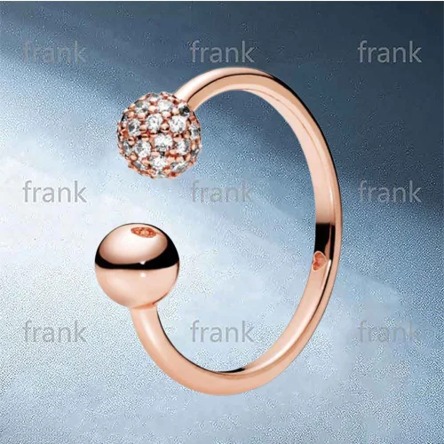 

188316CZ Rose Polished & Pave Bead Open Ring
