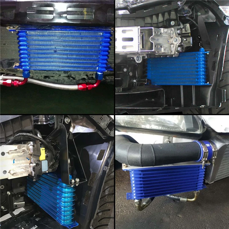 LINESRACING AN10 10Row Aluminum Oil cooler W/ 262mm Mounting Bracket Kit Trust Type Black/Blue images - 6