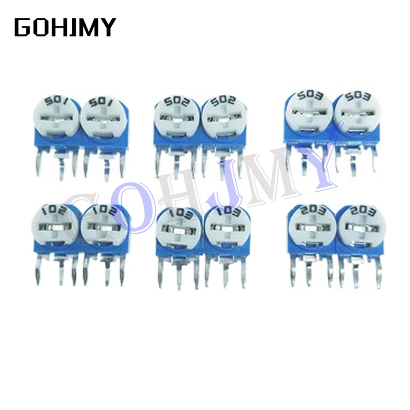 

20PCS RM063 Trimmer Potentiometer Adjustable Resistor 500R 1K 5K 10K 20K 50K 100K 200K 500K 1M RM-063 Variable Resistors