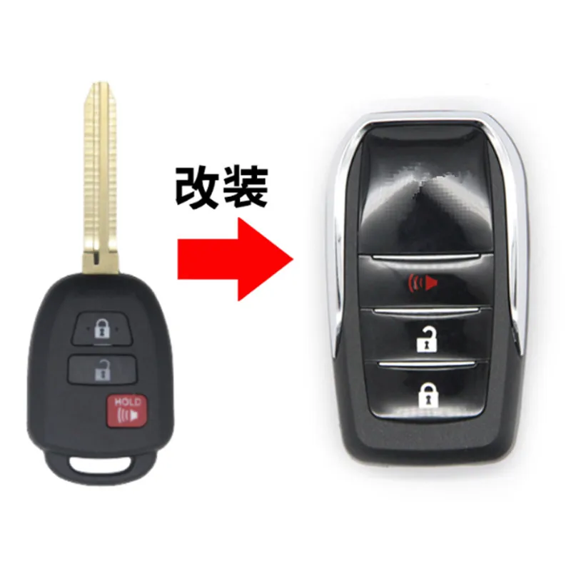 

3pcs TOY43 Blade Modified Flip Folding Remote Key Shell For Toyota Reiz Corolla Camry RAV 2014 2015 2/3/4 Buttons Fob Car Case