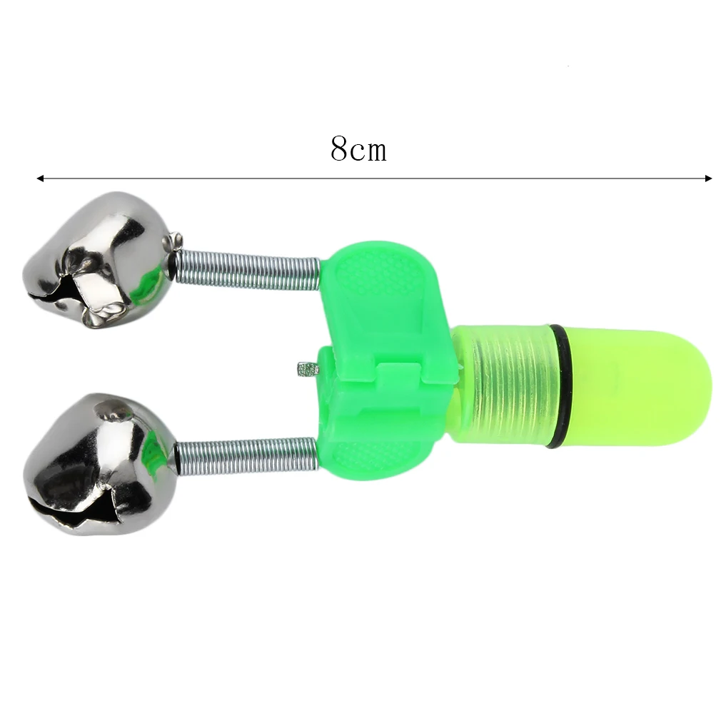 

1 pc Night Fishing Rod Tip Red Light Twin Bells Ring Fish Bite Bait Alarm New