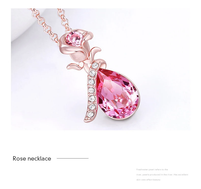 Ожерелье Warme Farben с кристаллами Swarovski для женщин, европейская Роза, Хрустальная подвеска, ожерелье, хорошее ювелирное изделие, колье