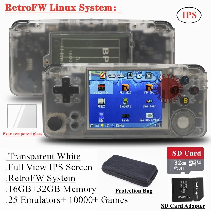 HEYNOW rs97 Plus двойная система Ретро игровая консоль 30+ эмуляторы ips экран портативный игровой плеер 360 градусов контроллер - Цвет: White RetroFW OS