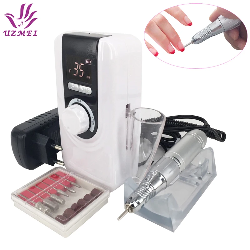 New Design Multi-Function 35000RPM Rechargeable Portable Electric Nail Drill Machine  Manicure Pedicure Set Nail Tools