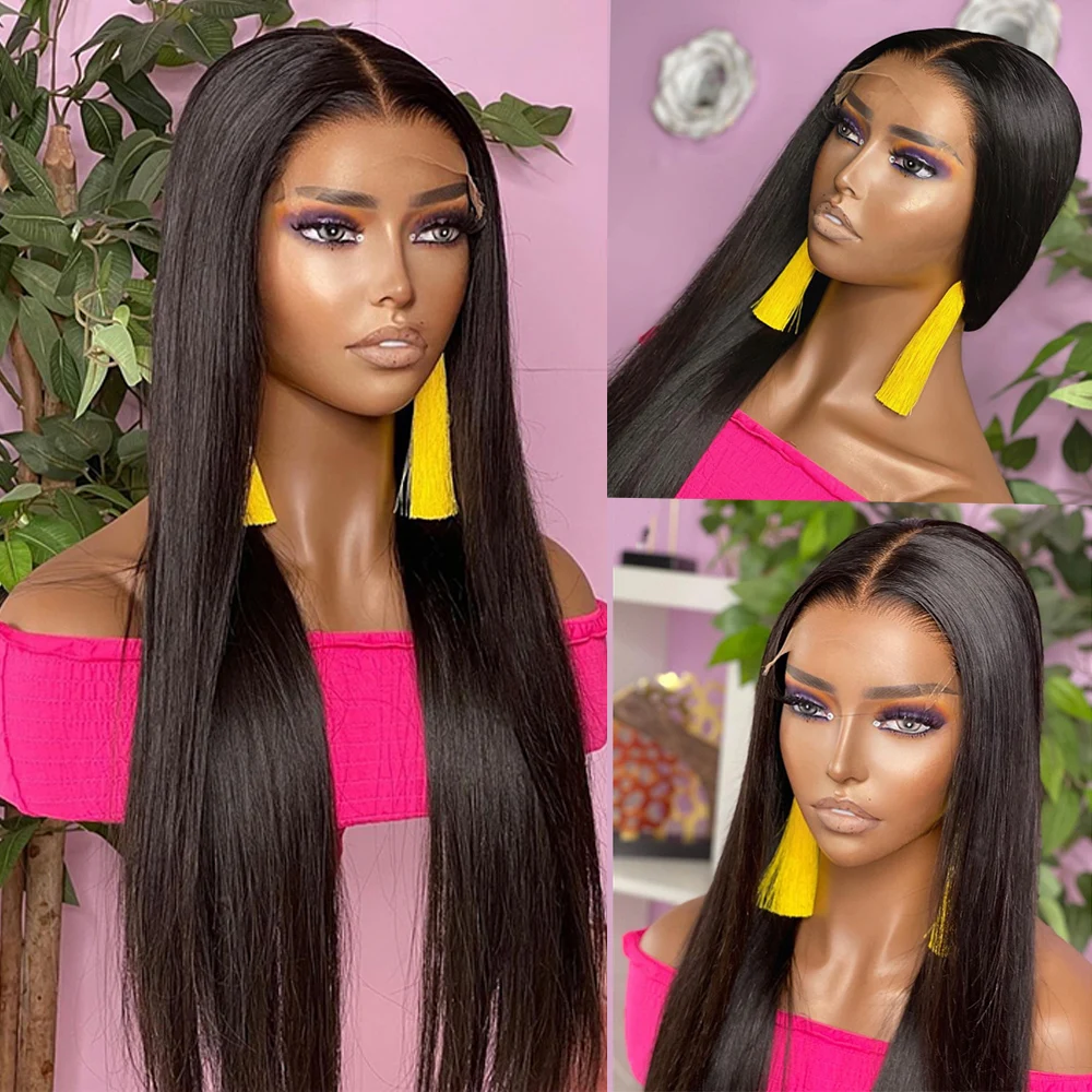 Парик женский прямой из прозрачных волос 13 х6 дюймов 4 х4 дюйма