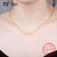 mydiy cursive personalized name high end necklace 925 sterling silver pendant gift custom love mother day necklaces for women