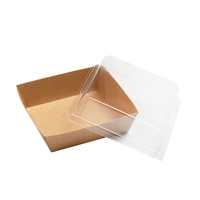 disposable dessert packing boxes with plastic clear lids kraft paper sandwich wrapping box cake bread snack bakery container