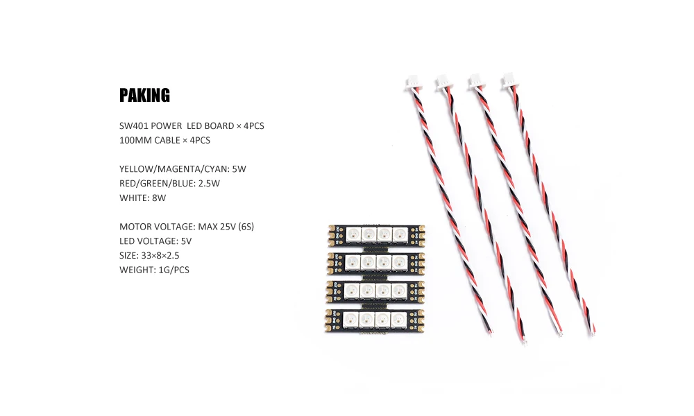 4 шт. Diatone MAMBA SW401 5 в красочная светодиодная лента для Mamba F722S RC Drone FPV Racing Parts Accessories DIY